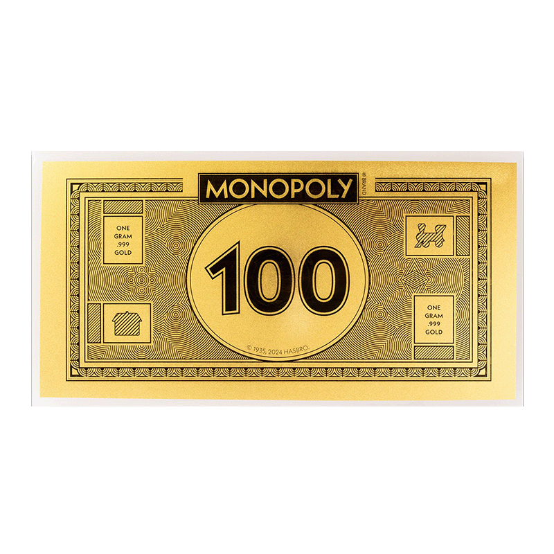 Image for 1 gram Monopoly Foil Gold Note (2024) from TD Precious Metals